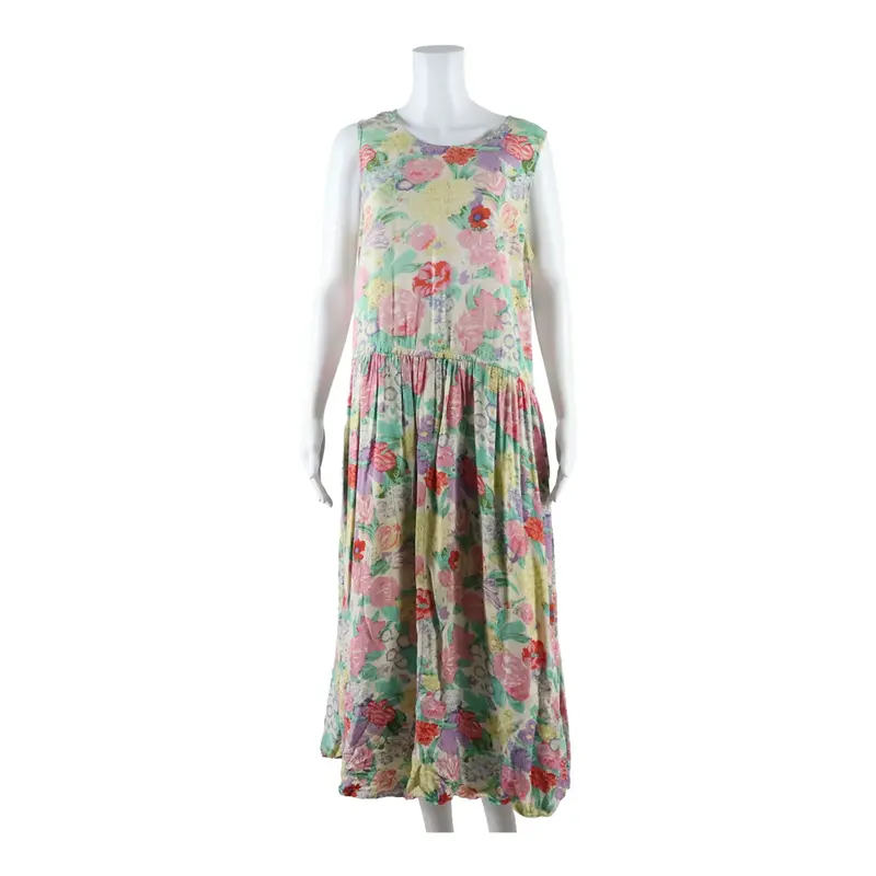 ALLISON BLAIR Womens A-Line Dress Pink Floral Sleeveless Long L