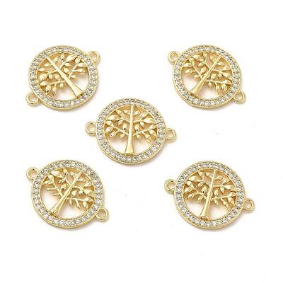 Brass Micro Pave Clear Cubic Zirconia Connector Charms
