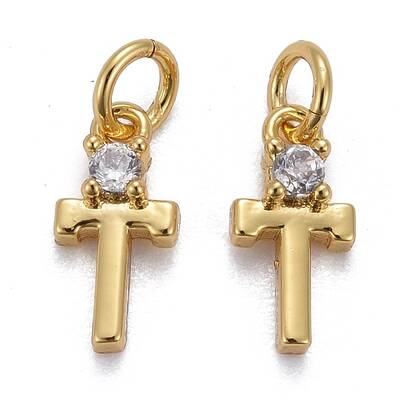 Brass Micro Pave Clear Cubic Zirconia Pendants