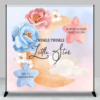 Twinkle Star Floral Moon Custom Baby Shower Backdrop - Aperturee