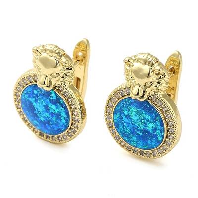Rack Plating Brass Synthetic Opal Hoop Earrings for Women