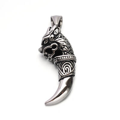 Vintage 304 Stainless Steel Dragon Tusk Big Pendants