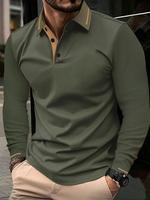 Men's Regular Fit Long Sleeve Polo Shirt, Casual Fashion Button Collared Top for Spring & Fall, Men's Clothes for Daily Wear,...