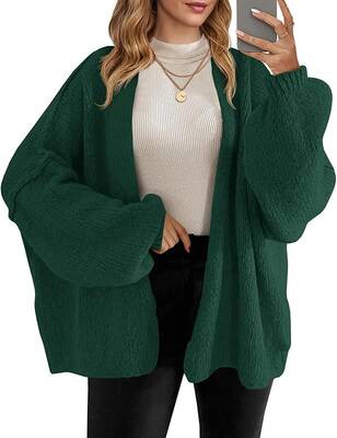 Womens Oversized Cardigan Sweaters Open Front Chunky Knit Casual Long Lantern Sleeve Fall Sweater Coats