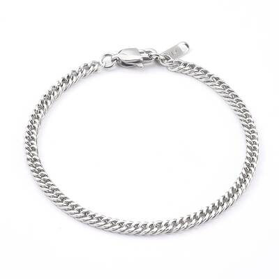 Tarnish Resistant Women's 304 Stainless Steel Diamond Cut Curb Chain Bracelets