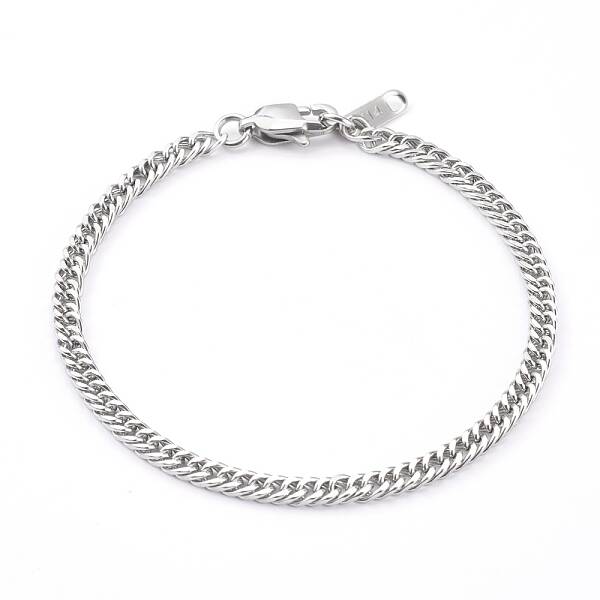 Tarnish Resistant Women's 304 Stainless Steel Diamond Cut Curb Chain Bracelets