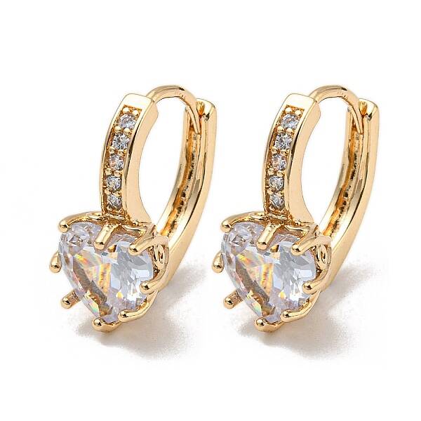Brass with Clear Cubic Zirconia Hoop Earrings