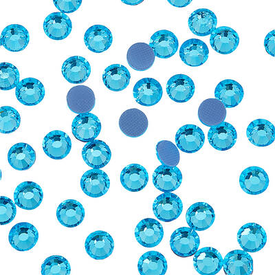 Beebeecraft 1 Bag About 288Pcs Hotfix Rhinestone Grade AA Aquamarine Half Round Crystal Gems for Clothes Shoes DIY Crafts Sup...