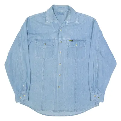 NOBEL EL SIMO Mens Denim Shirt Blue 90s Long Sleeve L
