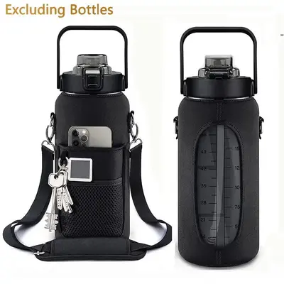 Water Bottle Sleeve, Portable Sports Water Cup Cover with Cell Phone Holder, Bottle Holder with Strap for Outdoor, Drinking...