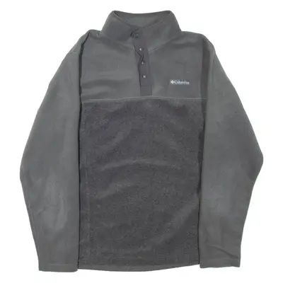 COLUMBIA Mens Fleece Grey Button Neck M