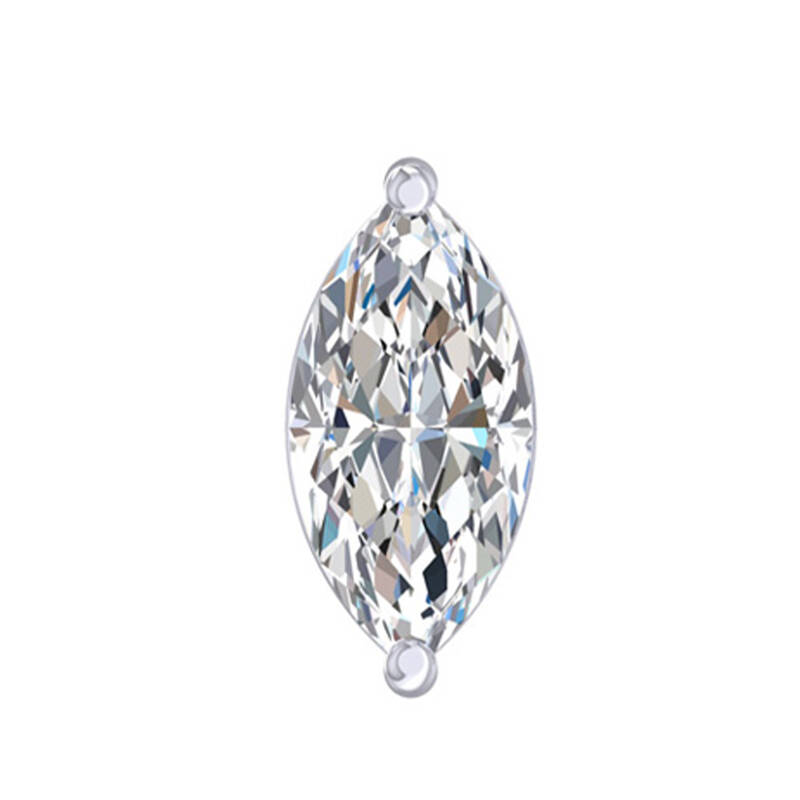 Certified Lab Grown Four Prong Marquise Cut Single Diamond Stud Earring | 14K White Gold 1 ct. tw.