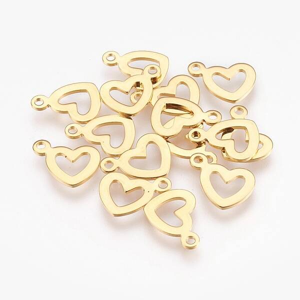 304 Stainless Steel Open Heart Pendants
