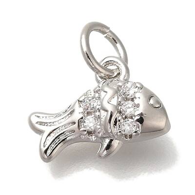 Rack Plating Brass Micro Pave Cubic Zirconia Charms