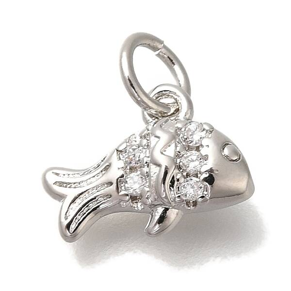 Rack Plating Brass Micro Pave Cubic Zirconia Charms