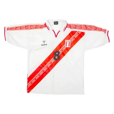 WALON Peru Mens Football Shirt Jersey White Collared L