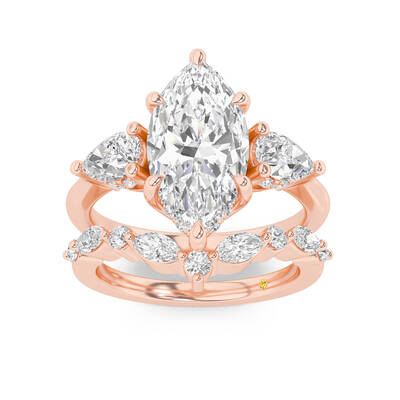 Celestia Lab Grown Marqusie Diamond Engagement Ring with The Angelina Wedding Band | 14K Rose Gold 3 ct. tw.