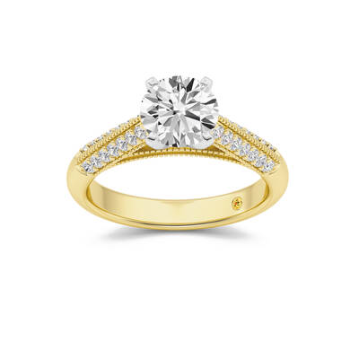 Storm Knife Edged Cathedral Round Lab Grown Diamond Engagement Ring | 14K Yellow Gold 2 3/4 CT. TW.