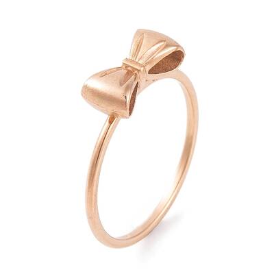 304 Stainless Steel Bowknot Finger Ring for Women