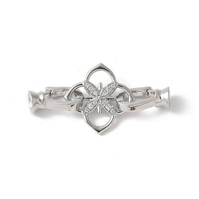 Brass Pave Clear Cubic Zirconia Fold Over Clasps
