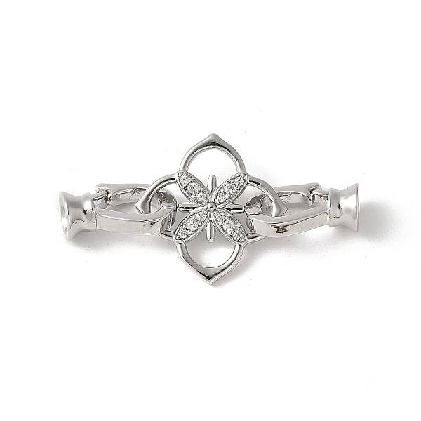 Brass Pave Clear Cubic Zirconia Fold Over Clasps