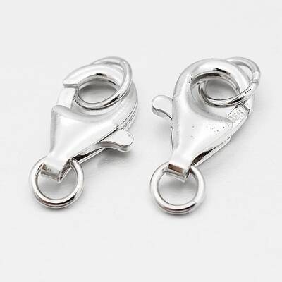 Anti-Tarnish Rhodium Plated 925 Sterling Silver Lobster Claw Clasps