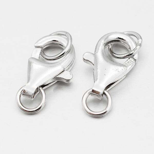 Anti-Tarnish Rhodium Plated 925 Sterling Silver Lobster Claw Clasps