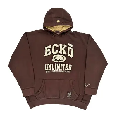 Ecko Unltd Graphic Hoodie - 2XL Brown Cotton Blend