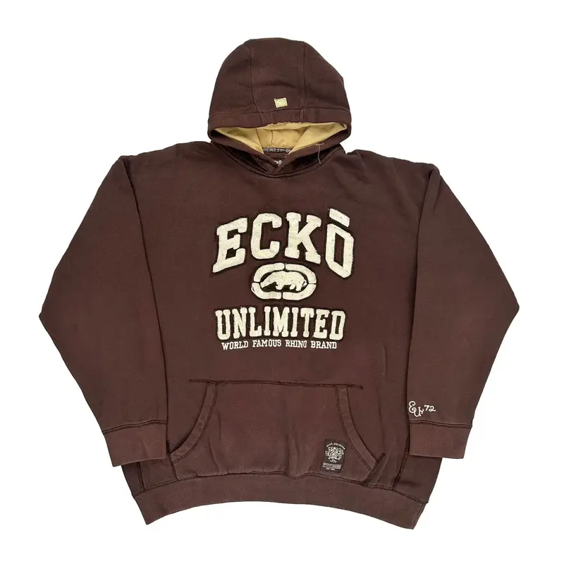 Ecko Unltd Graphic Hoodie - 2XL Brown Cotton Blend