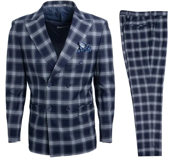 Stacy Adams Men's Executive Slim 3 Piece Suit Vibrant Plaid
