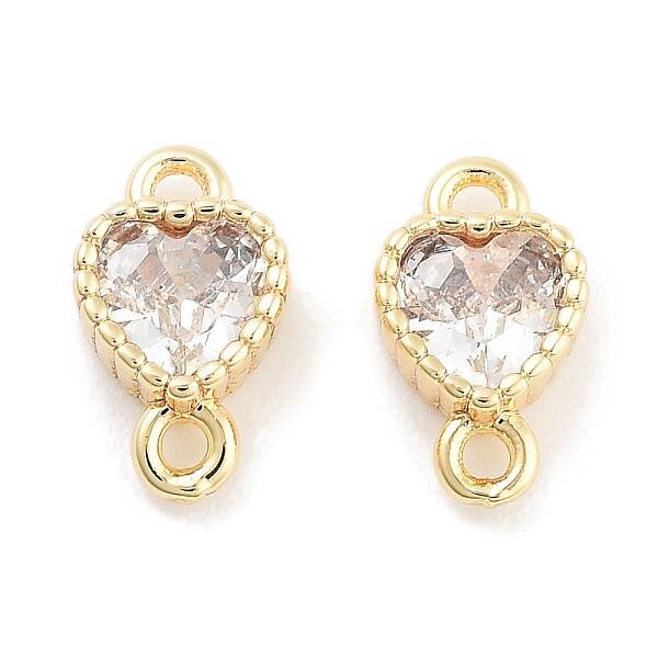 Brass Pave Clear Cubic Zirconia Connector Charms