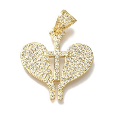 Heart Rack Plating Brass Clear Cubic Zirconia Pendants