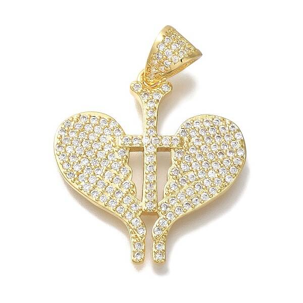 Heart Rack Plating Brass Clear Cubic Zirconia Pendants
