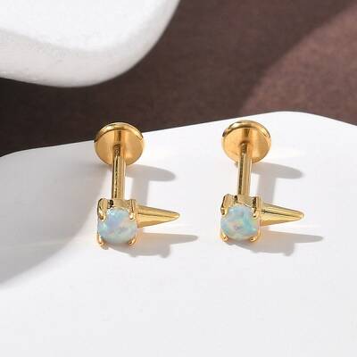 304 Stainless Steel Opal Stud Earrings