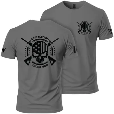 One Nation Under God Graphic T-Shirt - 100% Combed Ringspun Cotton, Lightweight, Casual, Crew Neck, Screen Printed, Man Soft ...