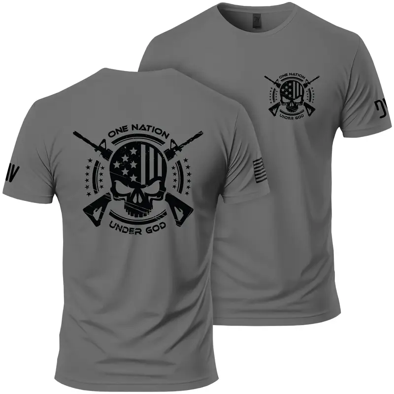 One Nation Under God Graphic T-Shirt - 100% Combed Ringspun Cotton, Lightweight, Casual, Crew Neck, Screen Printed, Man Soft ...
