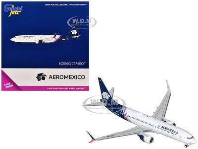 Boeing 737-800 Commercial Aircraft Aeromexico (N957AM) White with Blue Tail 1/400 Diecast Model Airplane by GeminiJets