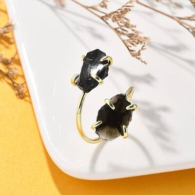Natural Obsidian Cuff Rings