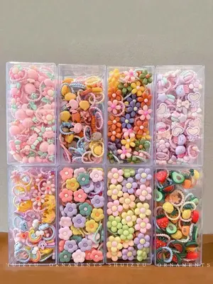 Cute Random Style Hair Ties, Flowers & Animal & Bow & Heart Decor Hair Ties, Fashion Hair Accessories for Women & Girls, Mini...