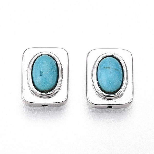 Brass Pave Synthetic Turquoise Beads