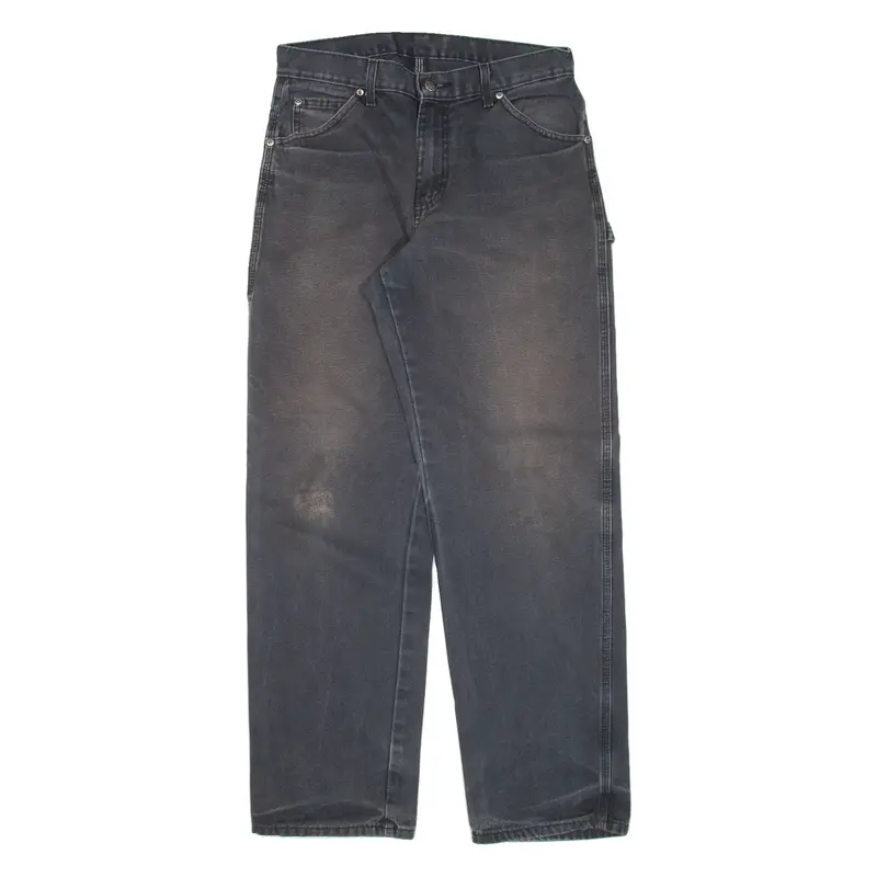 DICKIES Carpenter Workwear Mens Trousers Black Regular Straight W30 L32