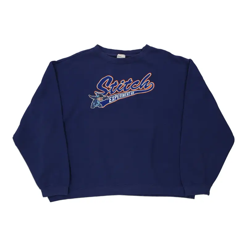 Stitch Disney Graphic Sweatshirt - 2XL Blue Cotton Blend