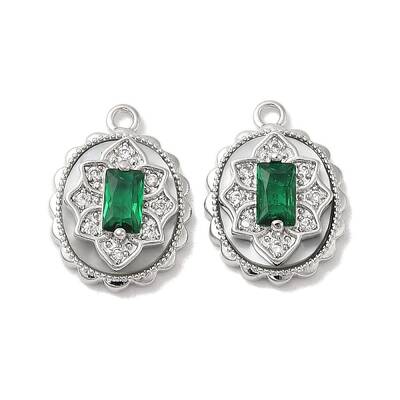 Brass Micro Pave Clear Cubic Zirconia Pendants
