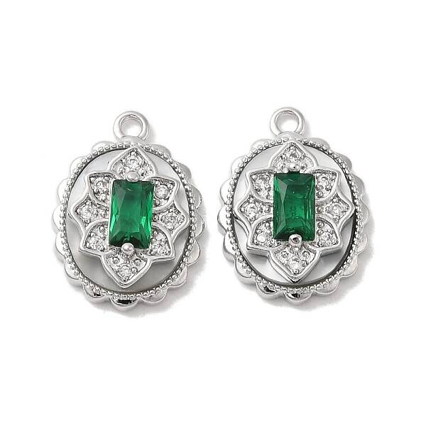 Brass Micro Pave Clear Cubic Zirconia Pendants