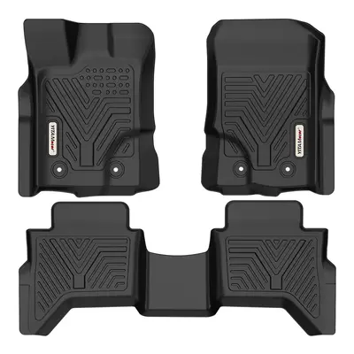 YITAMOTOR® 19-23 Ford Ranger Supercrew Cab Floor Mats, Custom Fit Black TPE Floor Liners 1st & 2nd Row All-Weather Protectio...