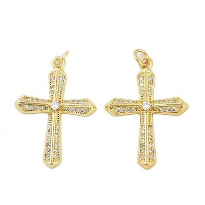 Brass Micro Pave Clear Cubic Zirconia Pendants