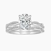 EAMTI 3CT 925 Sterling Silver Bridal Ring Sets Oval Cut Cubic Zirconia Engagement Rings Promise Rings for her Wedding Bands f...