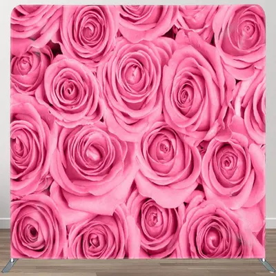 Aperturee Romantic Pink Roses Fabric Valentines Day Backdrop - Aperturee