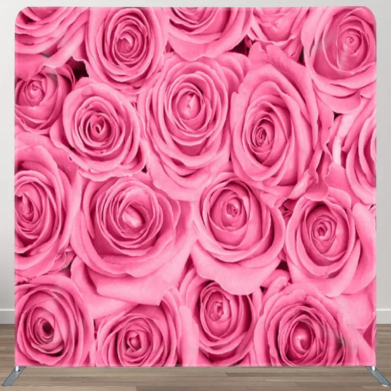 Aperturee Romantic Pink Roses Fabric Valentines Day Backdrop - Aperturee
