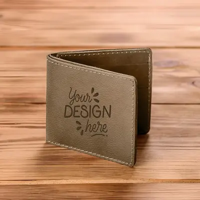 Leather Wallet - Beige-Two Sides